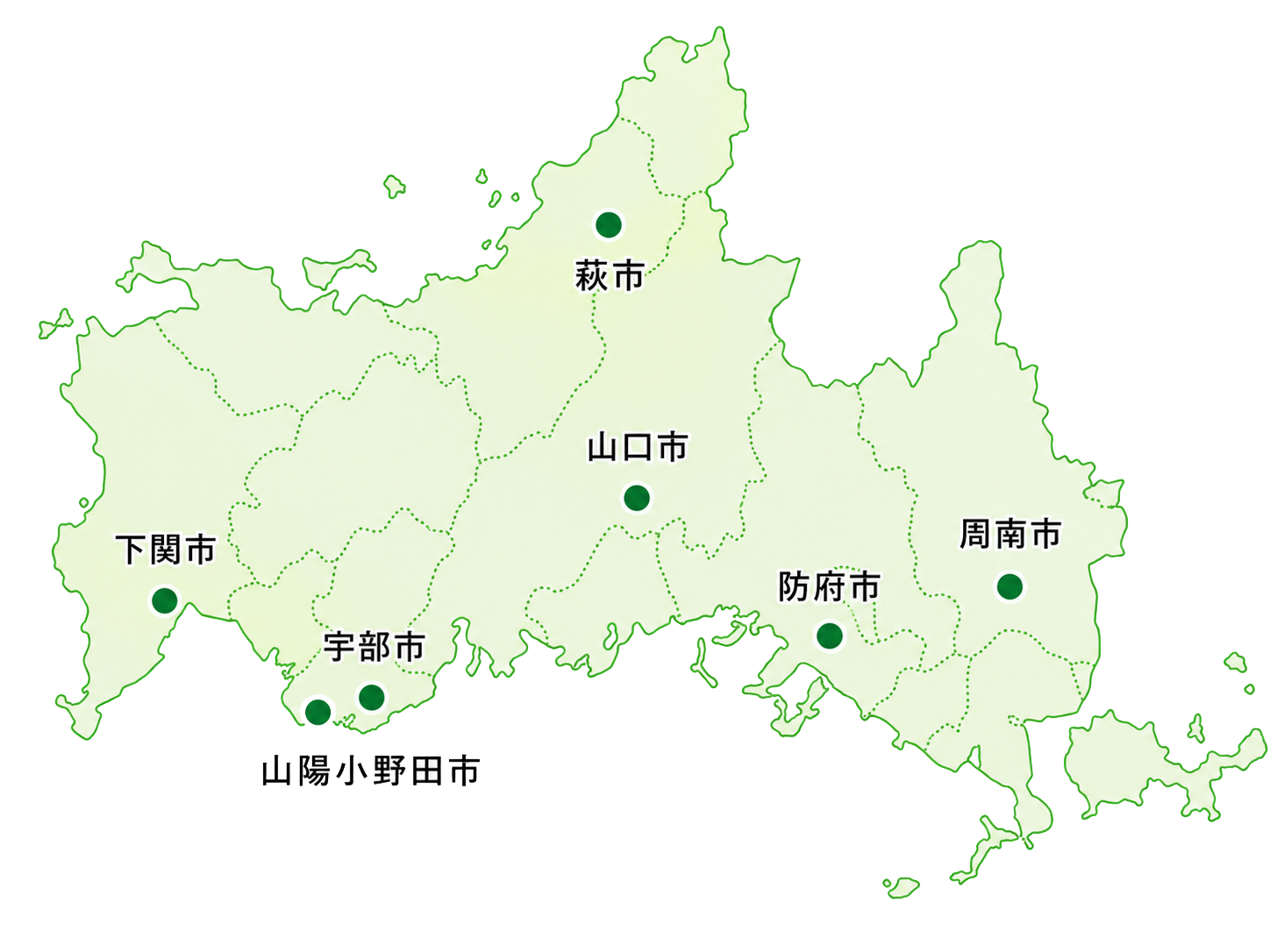 山口県内対応エリアの地図