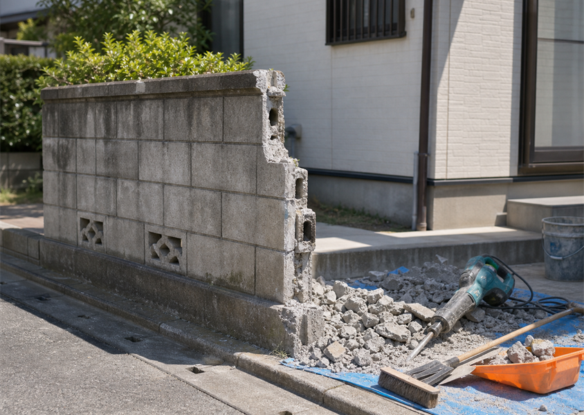 ブロック塀の解体